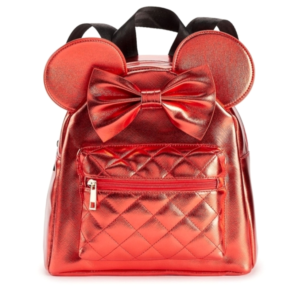 NWT! Disney Minnie Mouse Metallic Red mini Backpack Shimmer purse